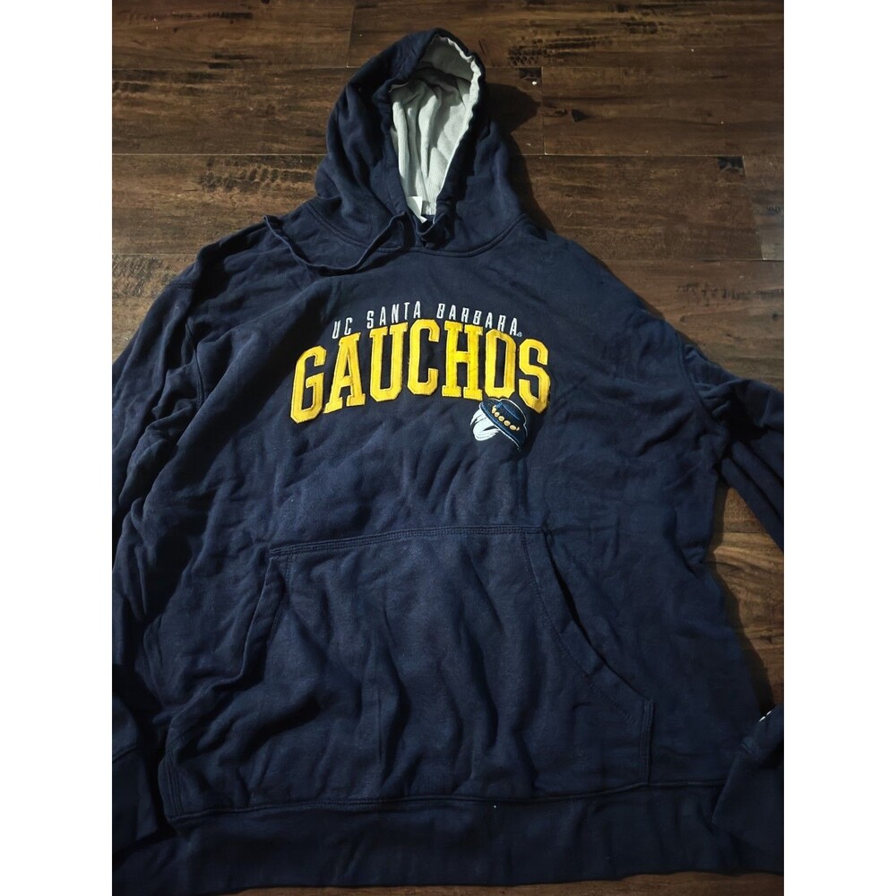 UCSB Gauchos Hoodie Mens XL Blue Fleece Sweatshirt Stitched Spellout Sweater